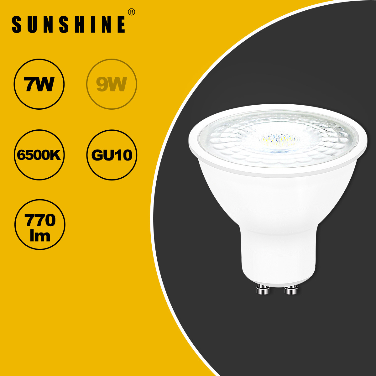 LED GU10射膽(透明罩款) 7W AC220V-240V 白光6500K / 米光4000K / 黃光3000K LGU10F-7D/C/W-C