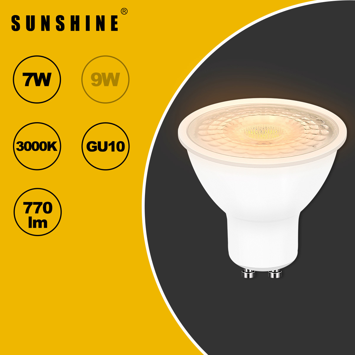 LED GU10射膽(透明罩款) 7W AC220V-240V 白光6500K / 米光4000K / 黃光3000K LGU10F-7D/C/W-C