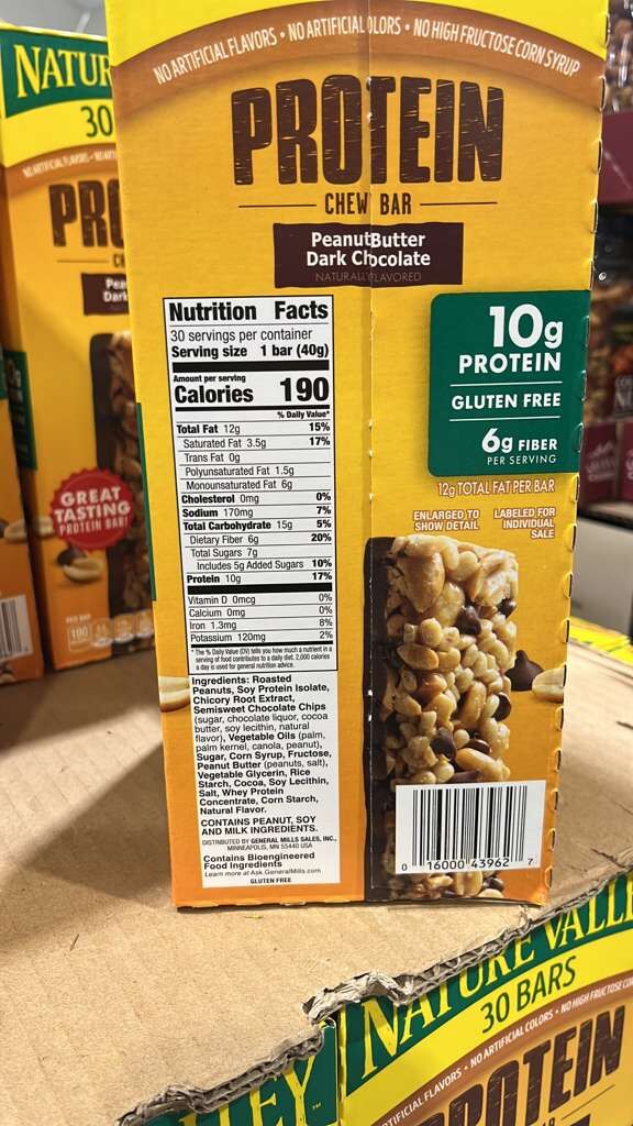 VV001 美國COSTCO Nature Valley 的高蛋白堅果棒 (花生醬黑巧克力口味) 30 入 EXP: 11.2026