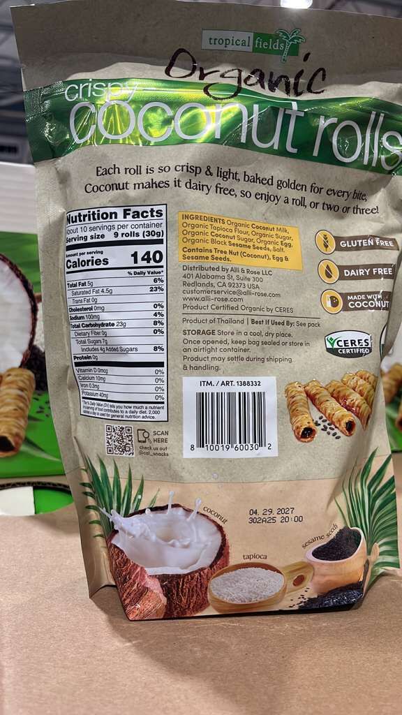 VV004 美國COSTCO tropical field椰子脆脆卷11oz EXP:2027.04.29