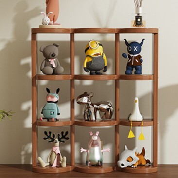 《6593》九宮格波浪木紋展示架