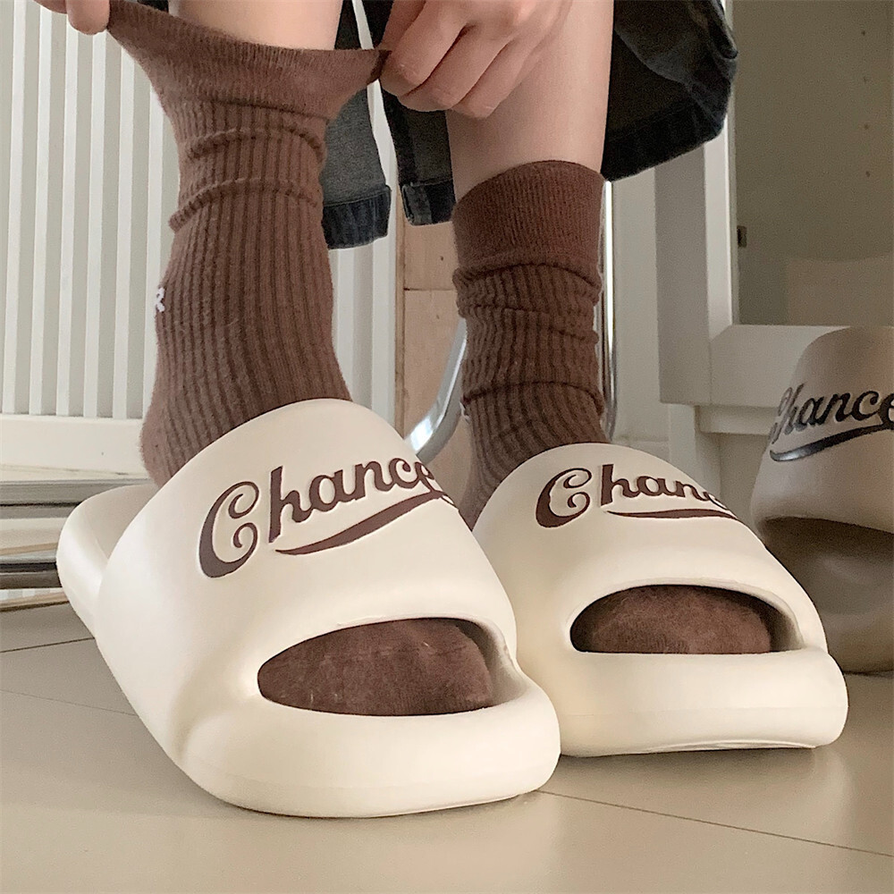 《6594》美式英文字休閒厚底拖鞋