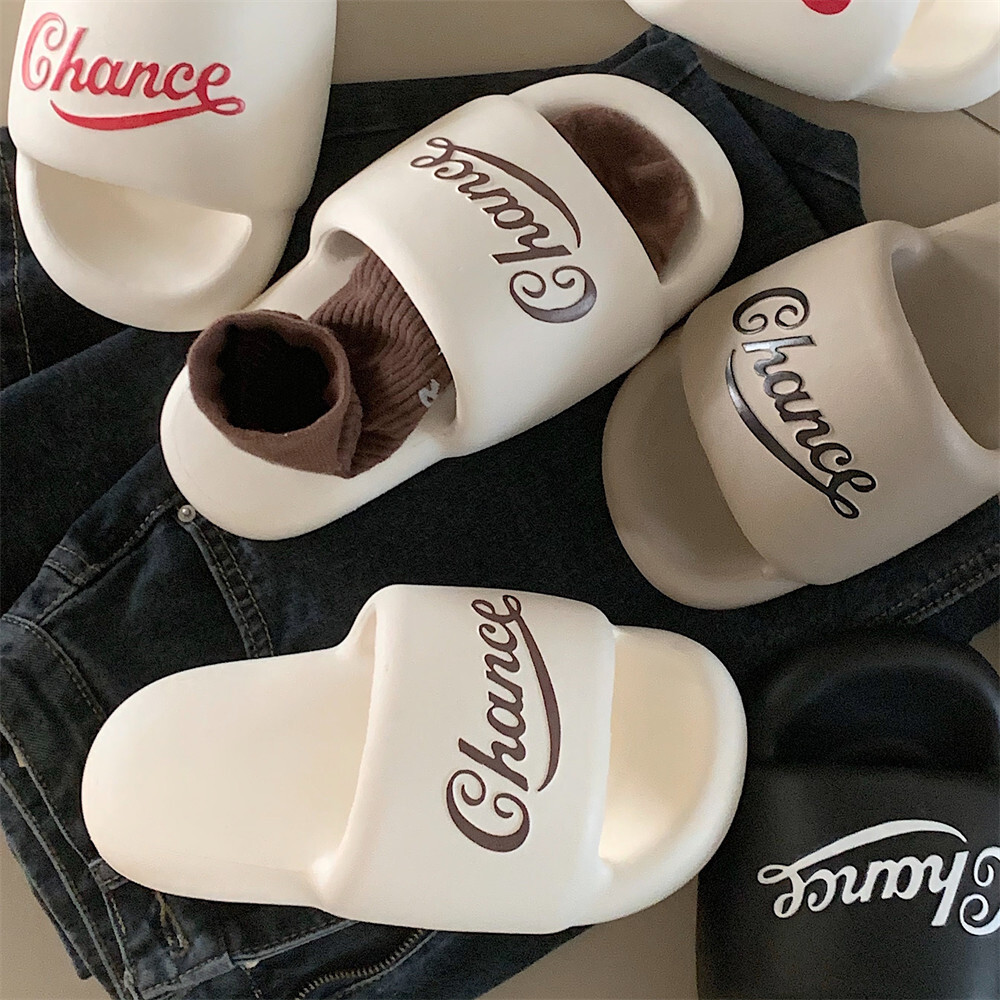 《6594》美式英文字休閒厚底拖鞋