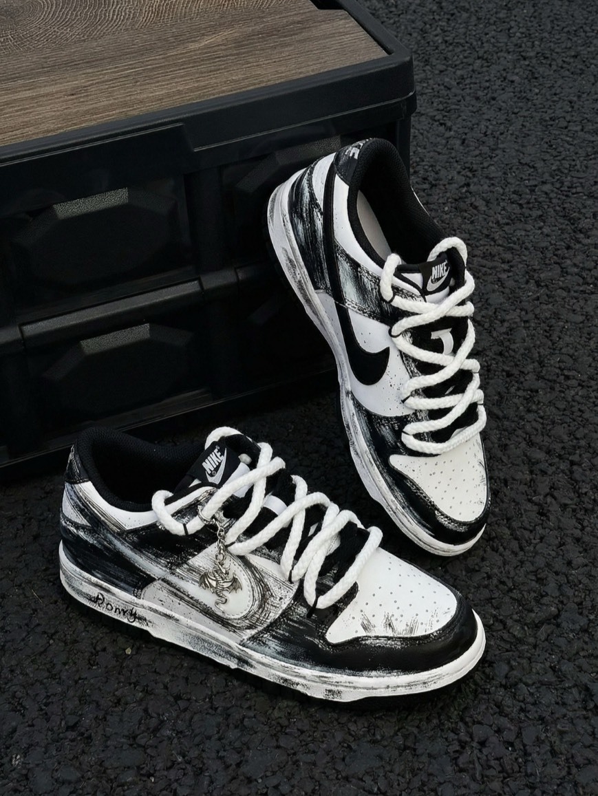 【訂製鞋款】Nike Dunk 惡龍 皮革 馬年 CNY 解構 水墨 哥德風 黑白灰 男女同款 DD1391100(Team920-哥特惡龍BOX)