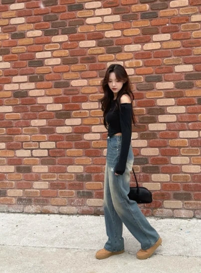 【Luxury】韓國限定🇰🇷 MUCENT DITT SNAP BUTTON LEOPARD WIDE PANTS 復古 水洗 刷舊 單寧 牛仔寬褲 三色可選