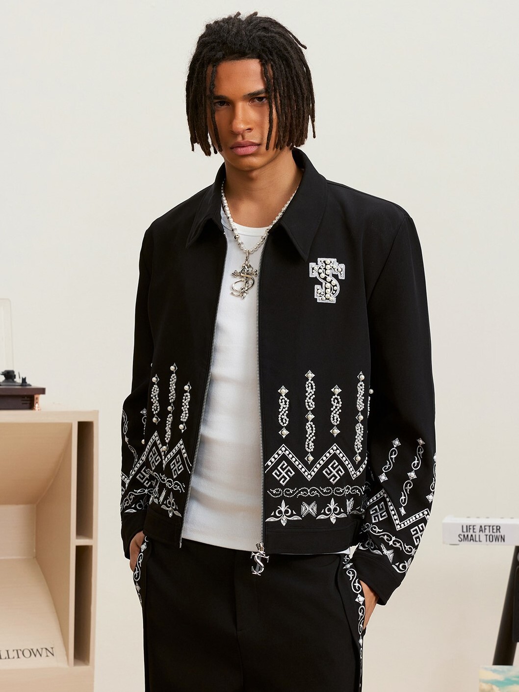 ASEN同款 STK SmallTownKid 珍珠Logo 西蘭卡普  民族風刺繡 翻領外套 夾克