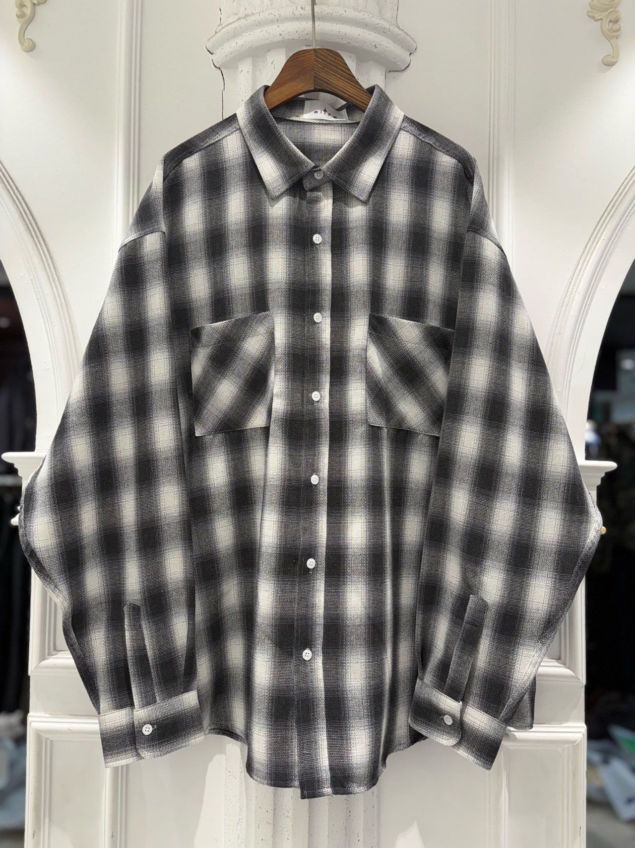 格仔長袖恤衫 alife-077S