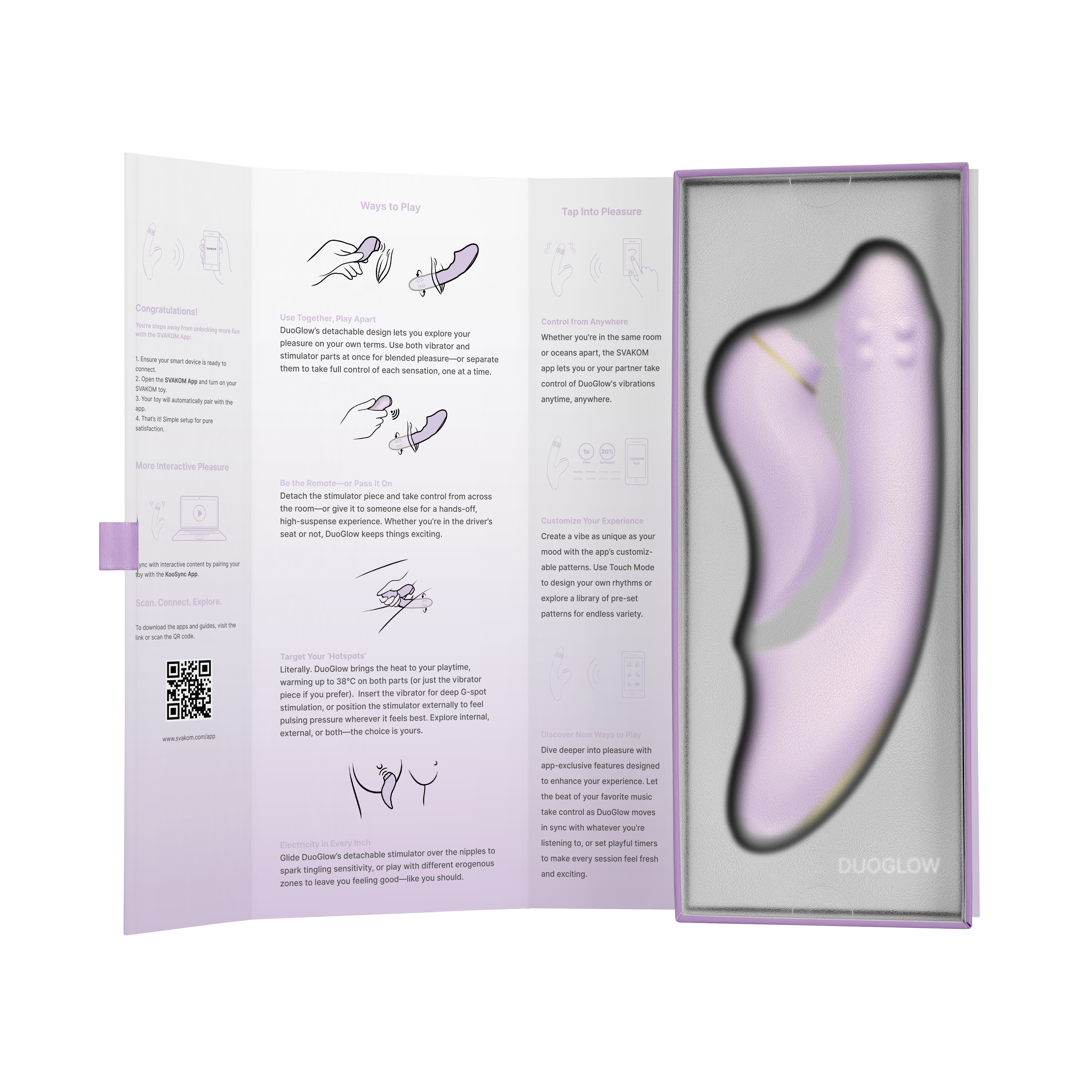 SVAKOM DuoGlow 抽插連旋轉滾珠按摩棒 配可分拆式陰蒂拍打按摩器 - 丁香紫色