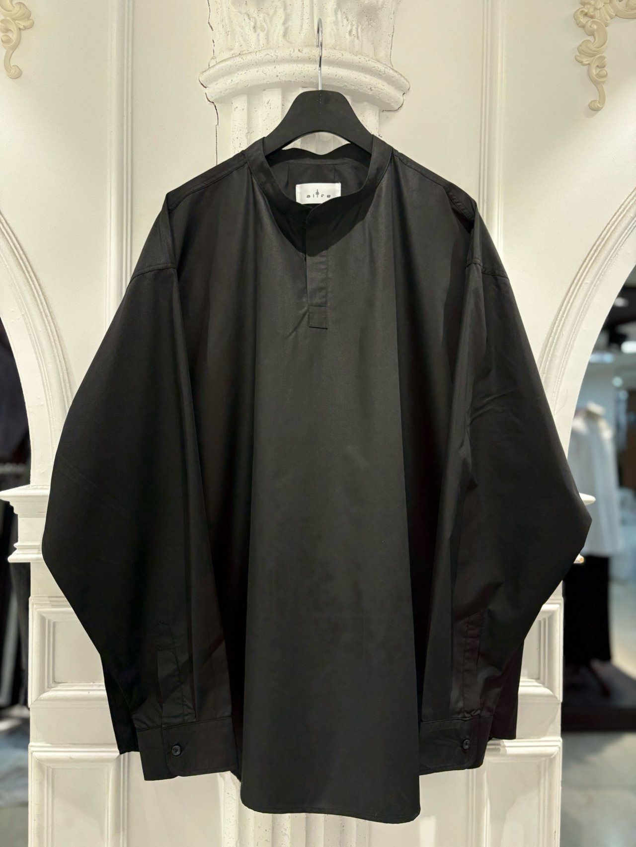 淨色企領半開胸長袖恤衫 alife-078T