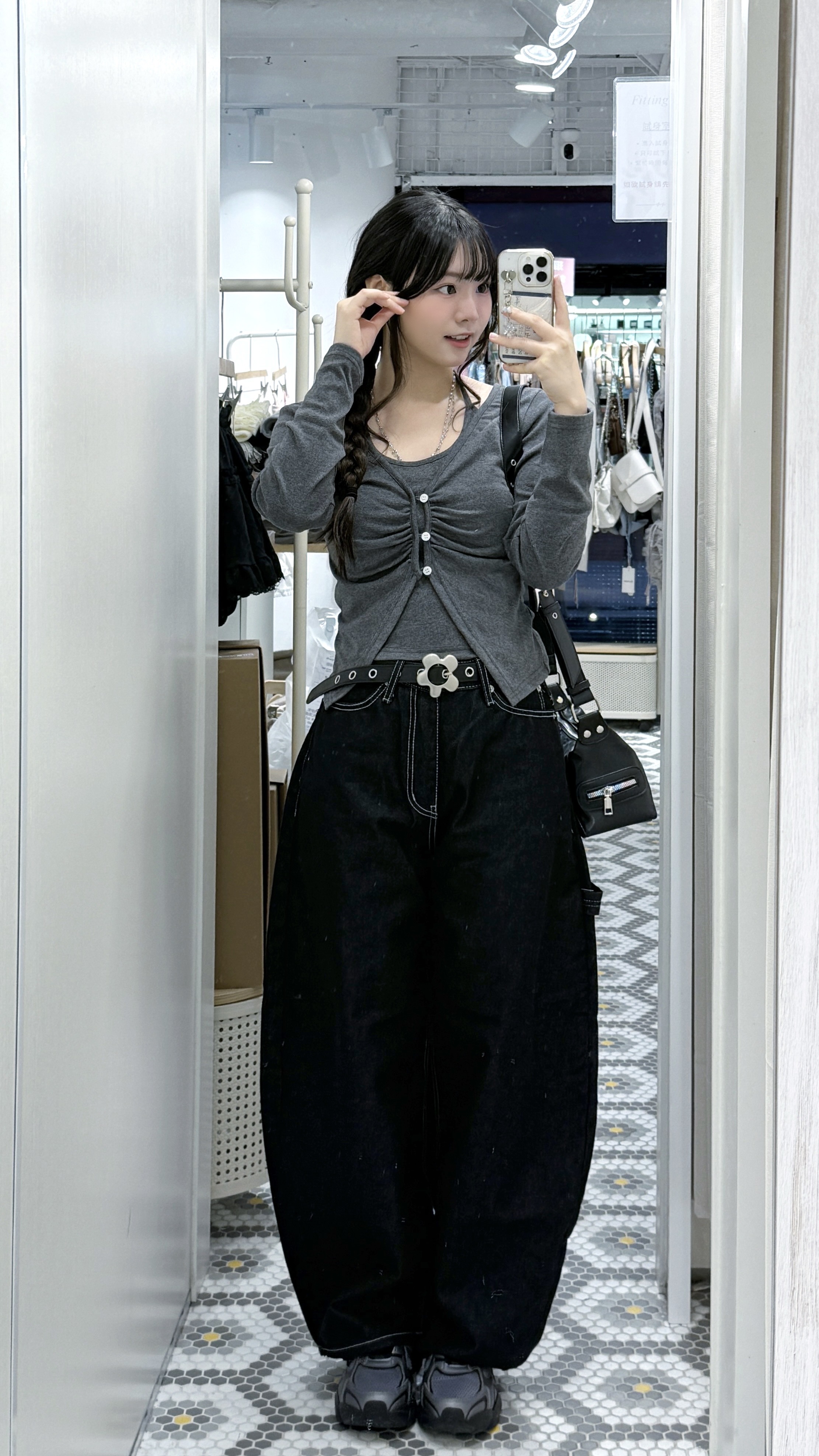 T1256｜ 簡約韓感 ✧˖°. 掛頸扣鈕假兩件長袖上衣 ⋆.˚🦋༘⋆