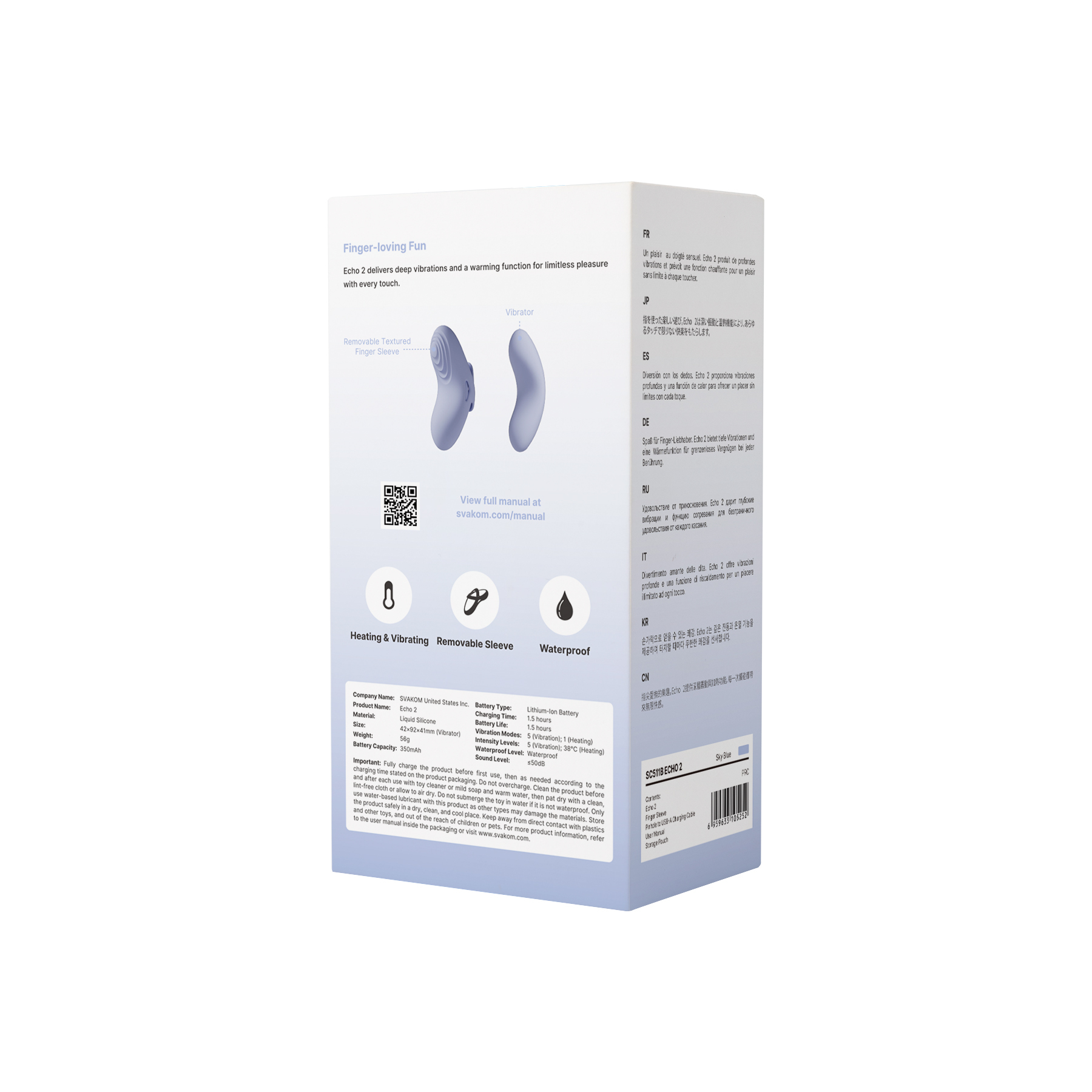 SVAKOM - ECHO 2 智能可加熱手指震動器(藍色/粉色)