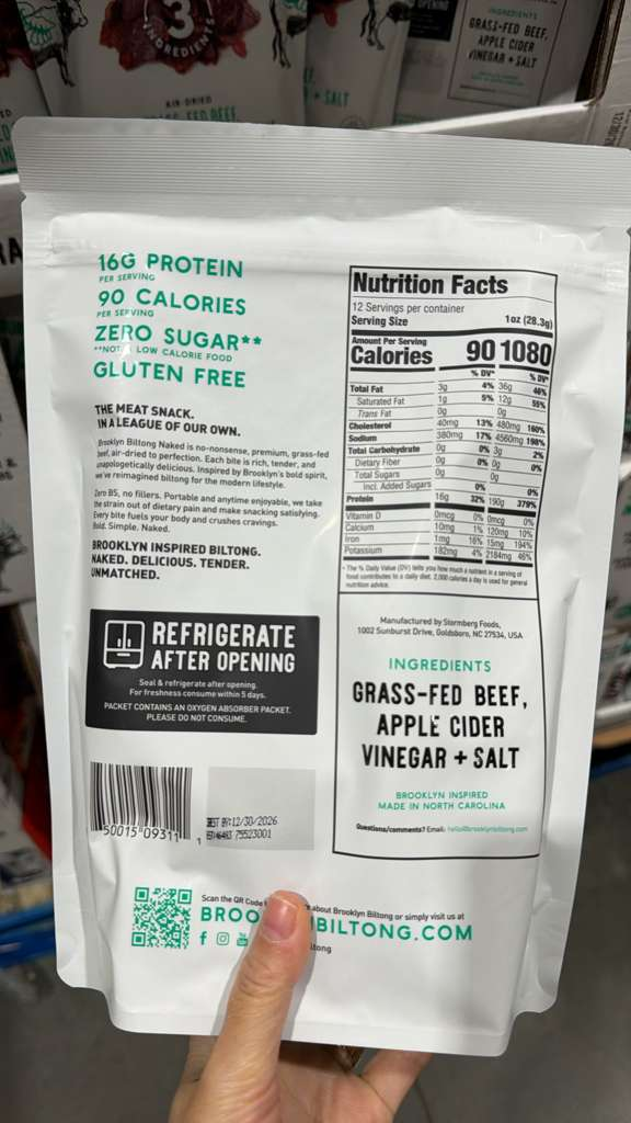 VV089 美國COSTCO BROOKLYN BILTONG 草飼牛肉乾(蘋果醋+鹽味)340G EXP:2026.12