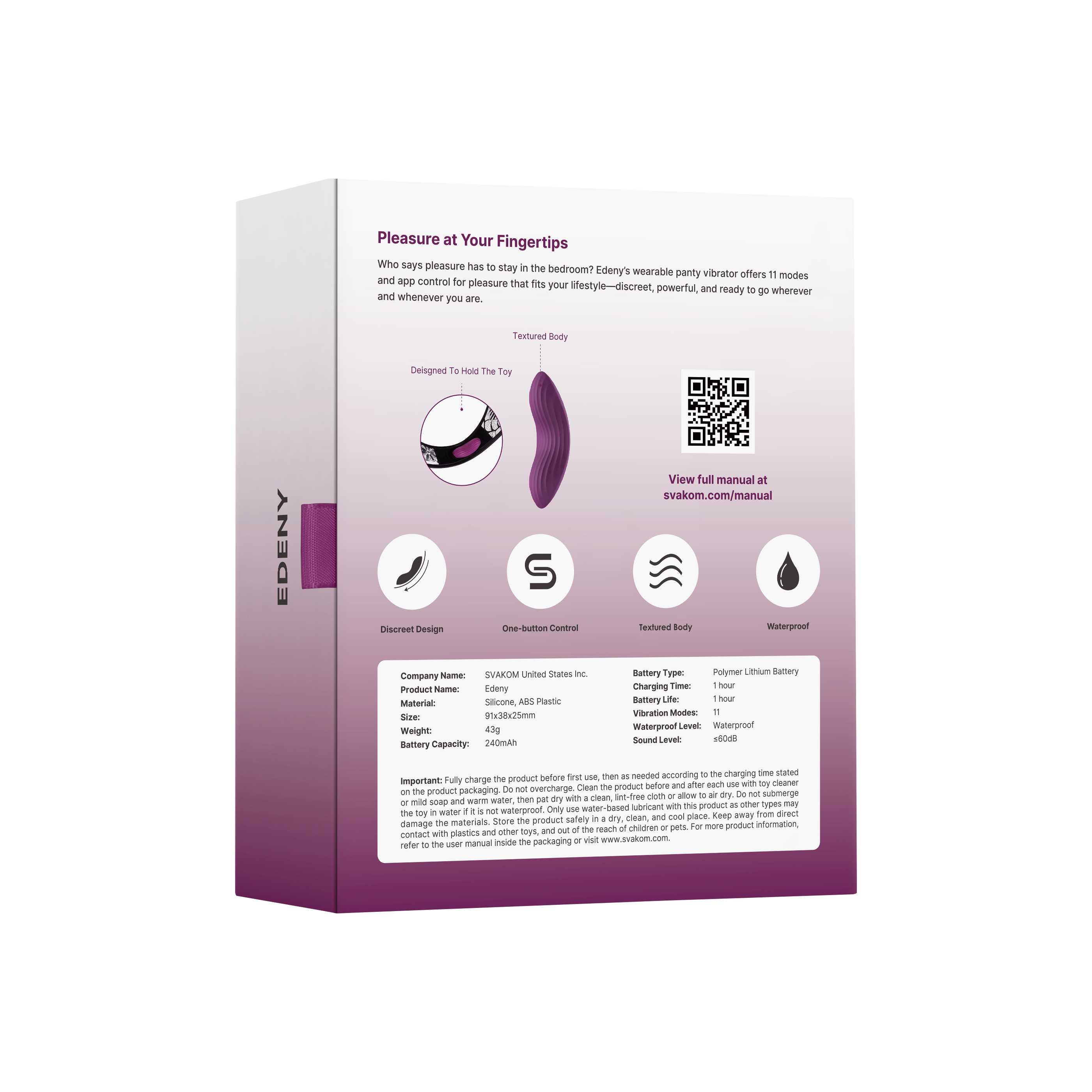 SVAKOM - Edeny APP控制陰蒂震動器 紫色