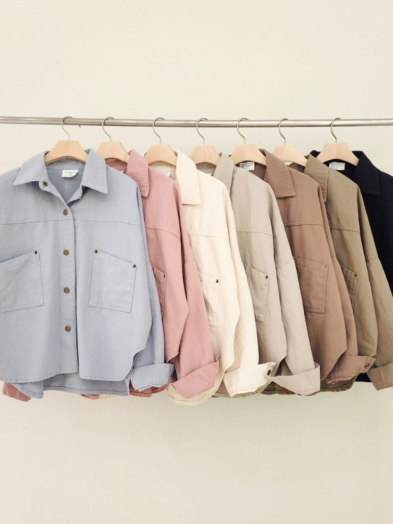 正韓大口袋個性棉襯衫｜早春顯瘦寬版襯衫外套兩穿