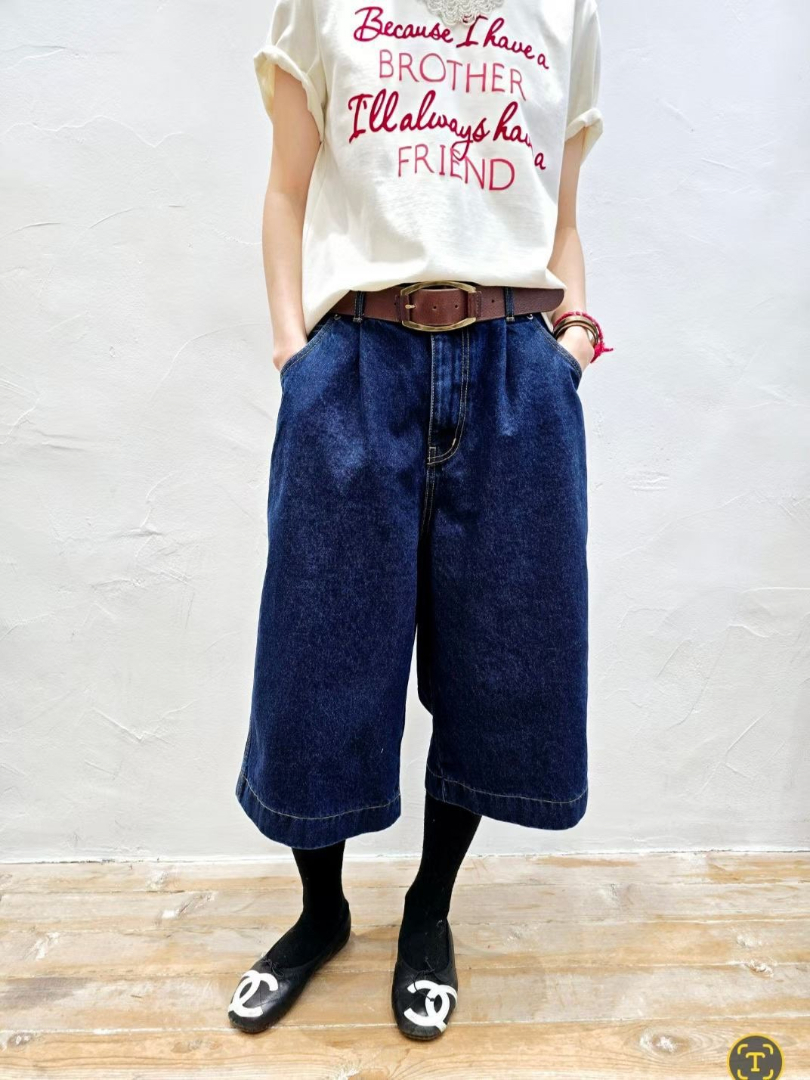 韓妞都是這樣搭的|高腰顯瘦休閒寬版Oversize七分牛仔寬褲