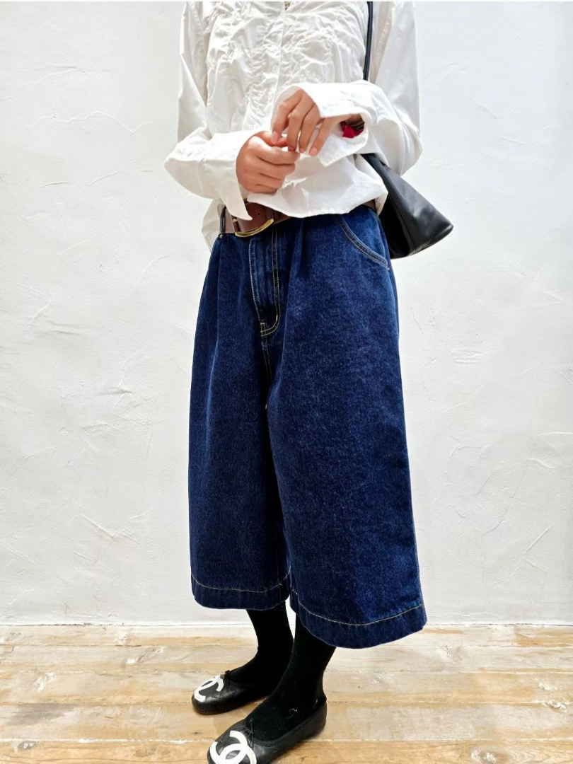 韓妞都是這樣搭的|高腰顯瘦休閒寬版Oversize七分牛仔寬褲