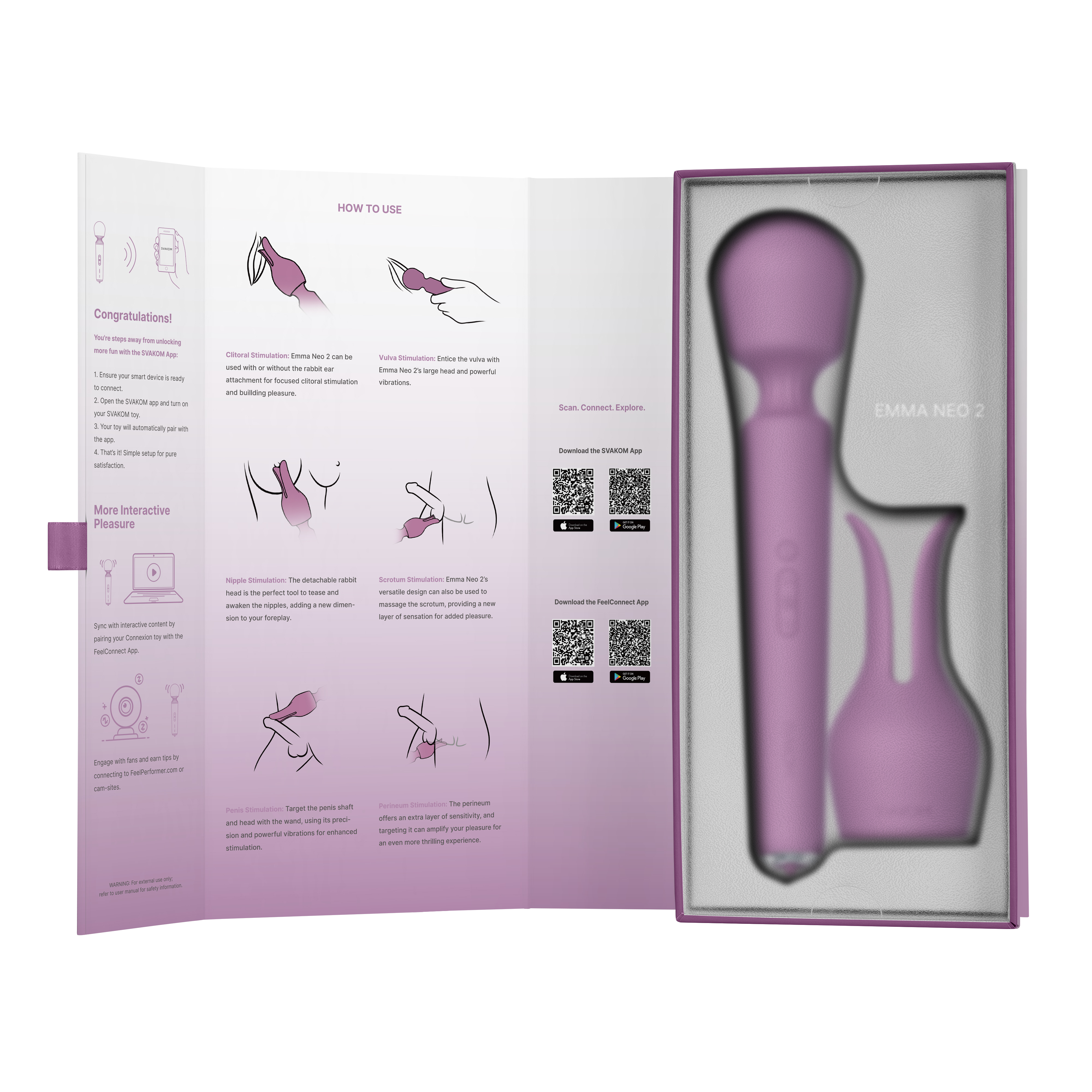 【巨大化】SVAKOM Emma Neo 2 交互式震撼AV按摩棒 - 粉紅色