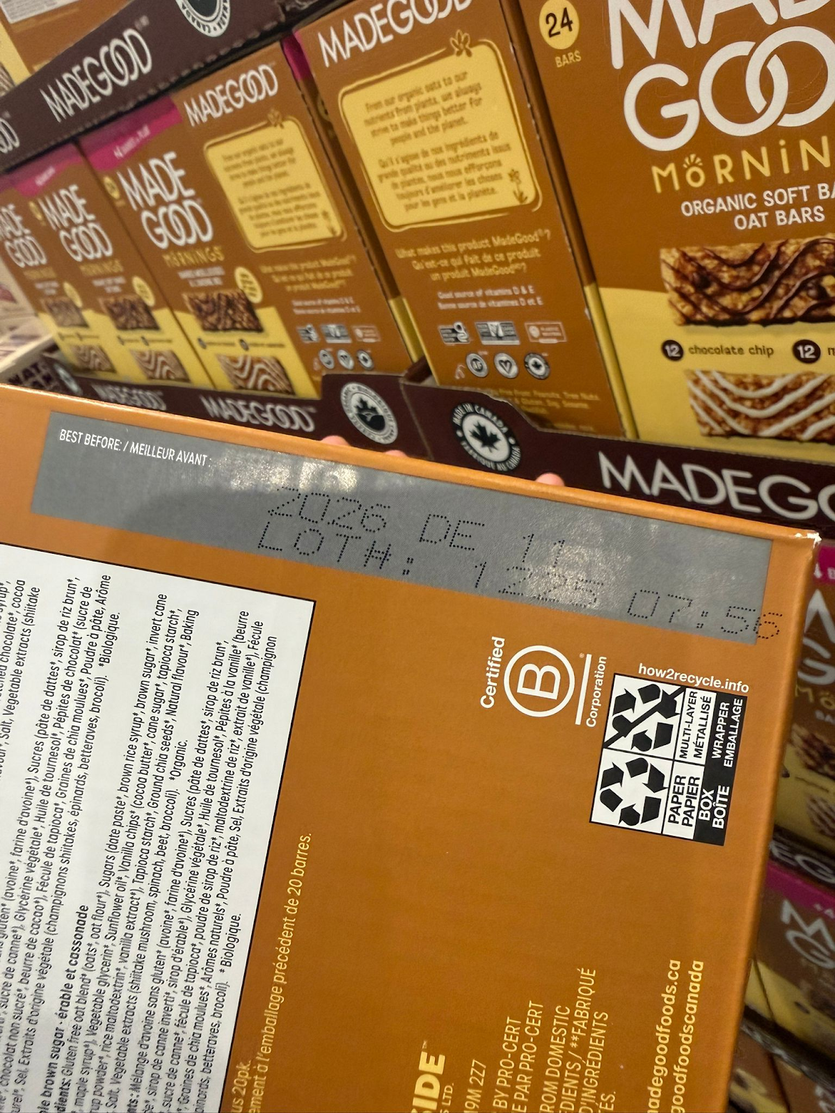 VV108 加拿大Costco MADE GOOD 能量棒30GX24條(12條朱古力味+12條紅糖味) EXP:2026.12