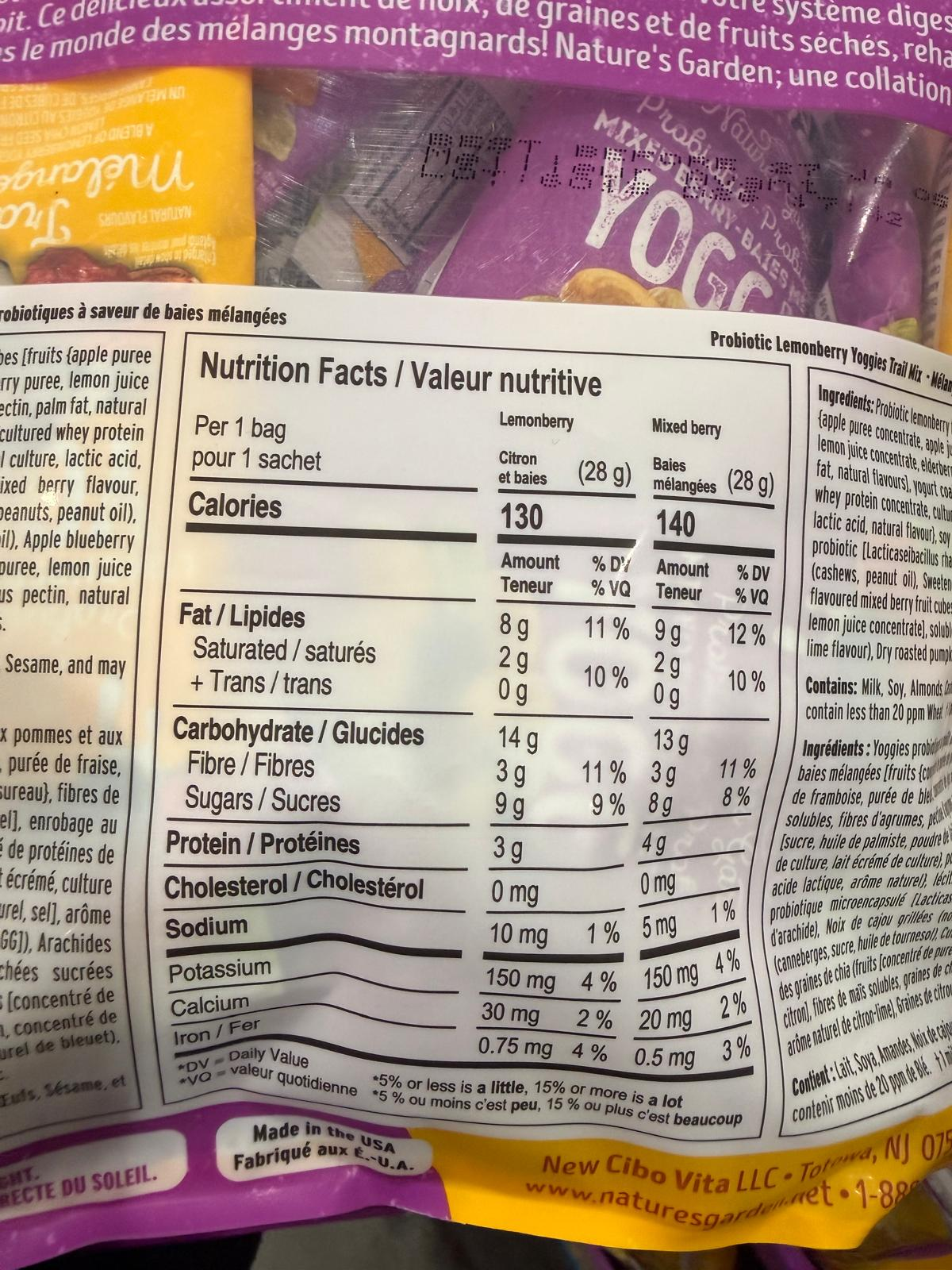 VV111 加拿大Costco NATURRE'S GARDEN 益生菌乾果乳酪球28GX24包 EXP:2027.01