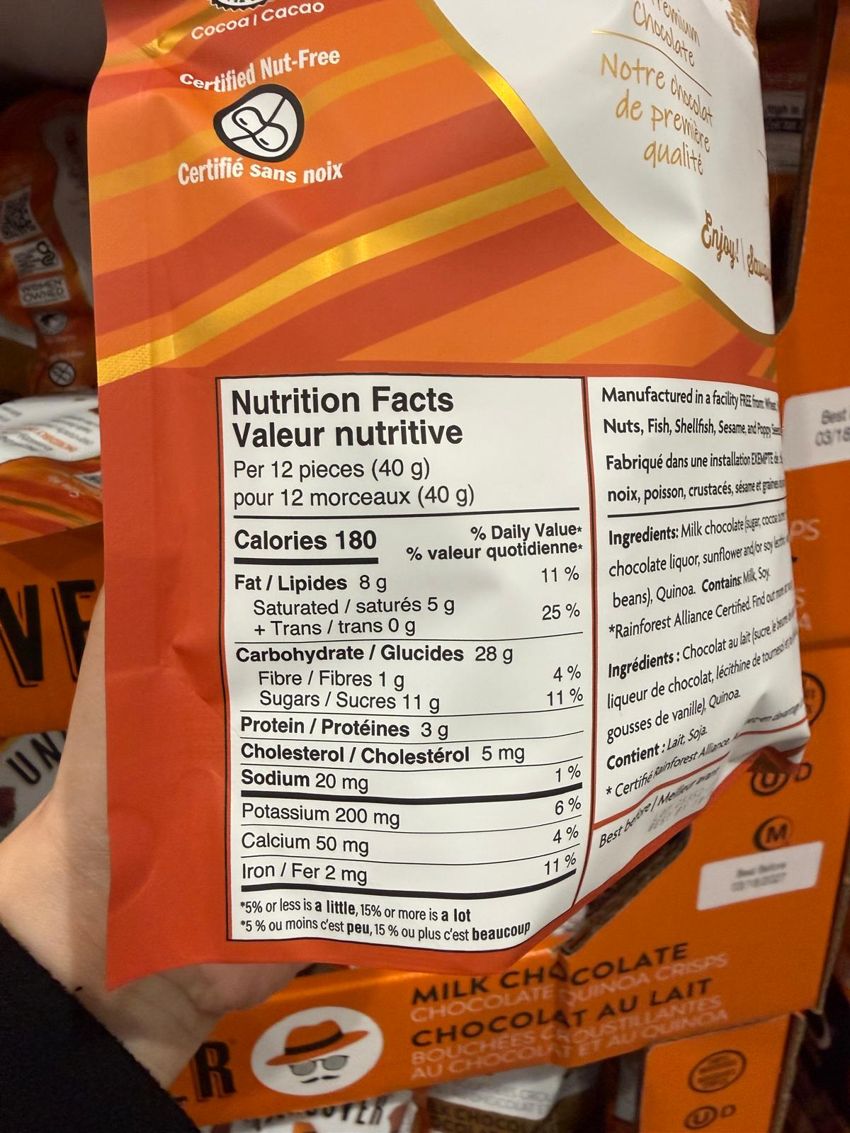 VV112 加拿大Costco UNDERCOVER 朱古力藜麥脆脆434G EXP:2027.03