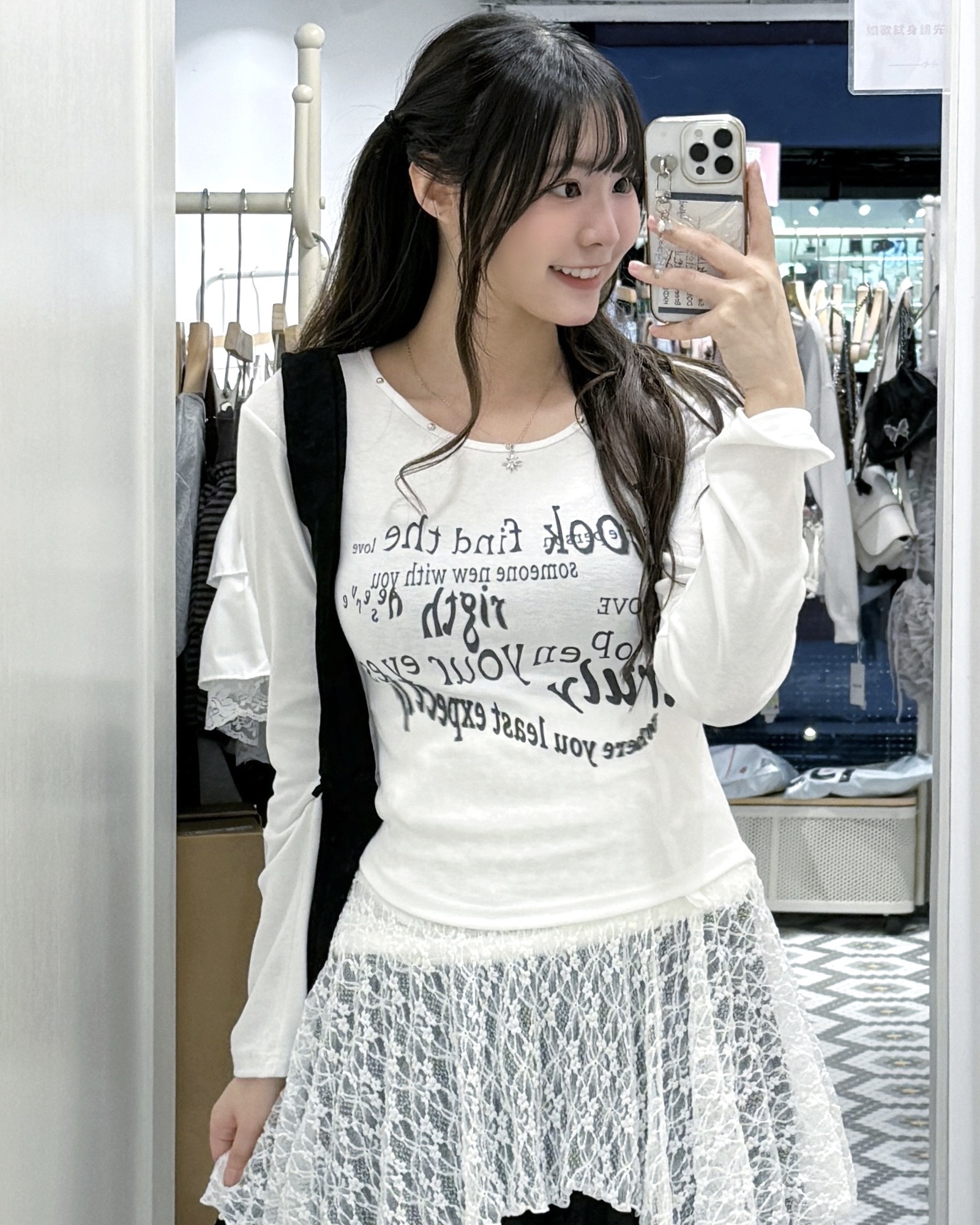 T1255｜絕美！LOOK FIND THE LOVE 圓釘長袖上衣 🐈‍⬛ ྀི ᯓ★