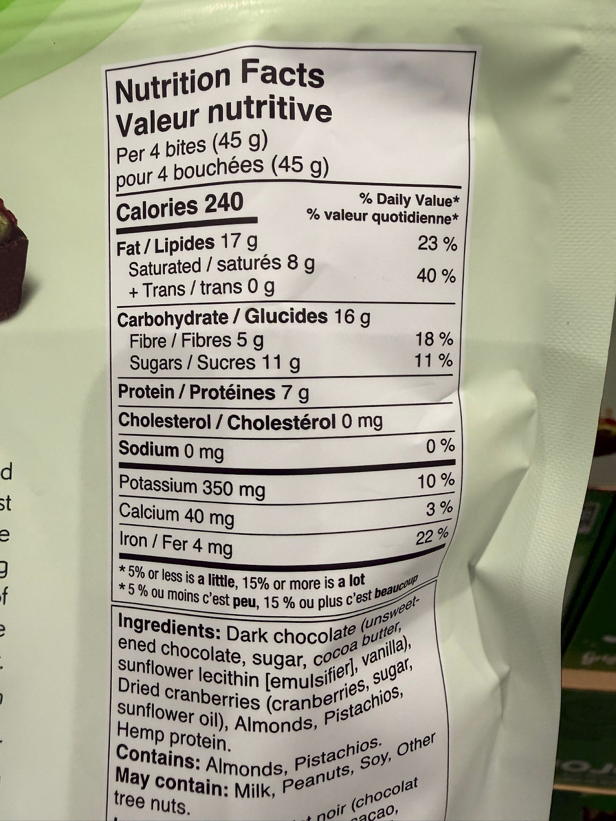 VV120 加拿大Costco JOJO'S 開心果杏仁紅莓朱古力475G EXP:2027.01