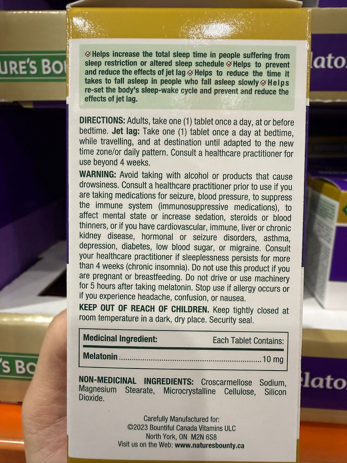 VV123 加拿大Costco NATURE'S BOUNTRY 褪黑素10MG 180粒 EXP:2027.10