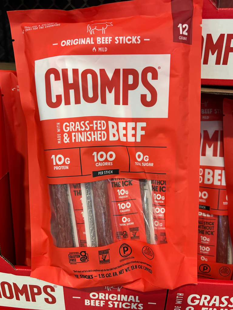 VV136 美國COSTCO CHOMPS 草飼牛肉條32.5GX12條 EXP:2027.01