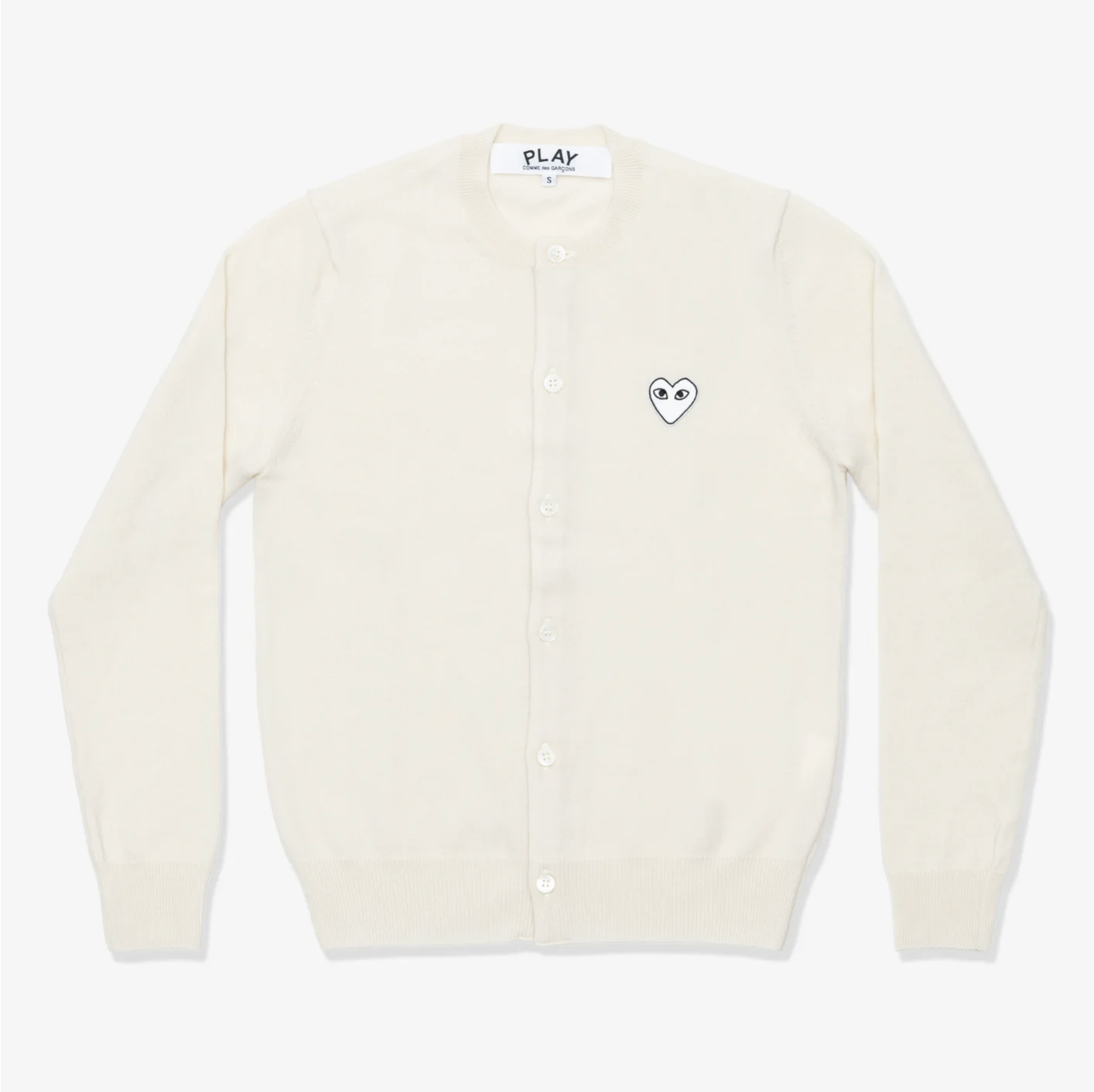 CDG PLAY圓領針織外套-白色愛心繡標（多色）