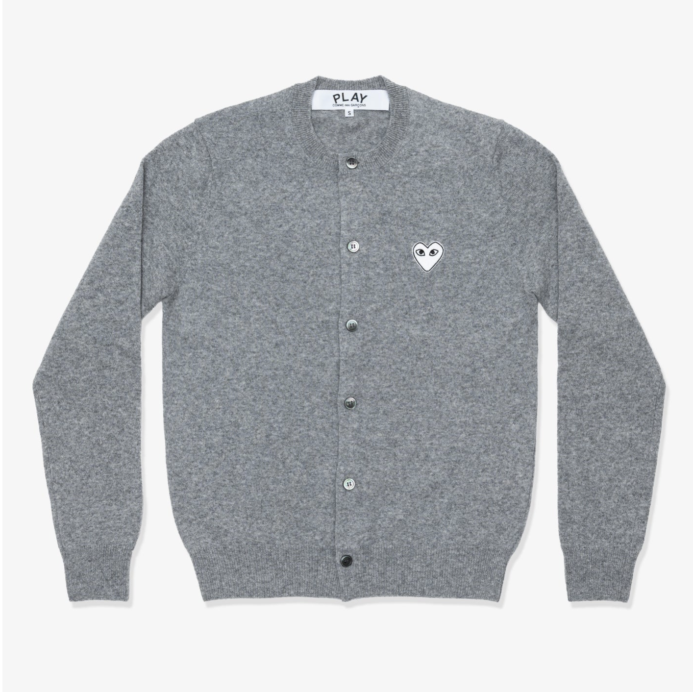 CDG PLAY圓領針織外套-白色愛心繡標（多色）