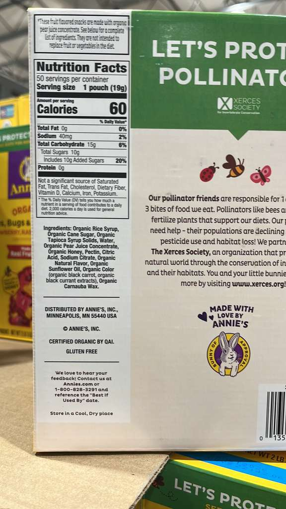 VV157 美國COSTCO ANNIE'S 有機果汁軟糖19GX50包 EXP:2026.10