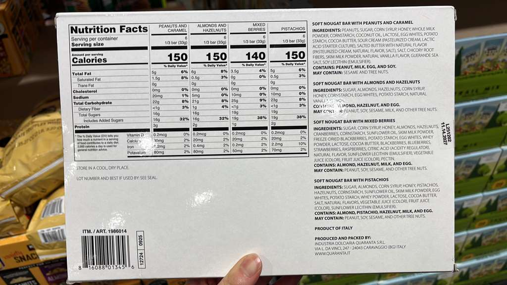 VV162 美國COSTCO QUARANTA 乾果牛軋糖800G EXP:2027.11