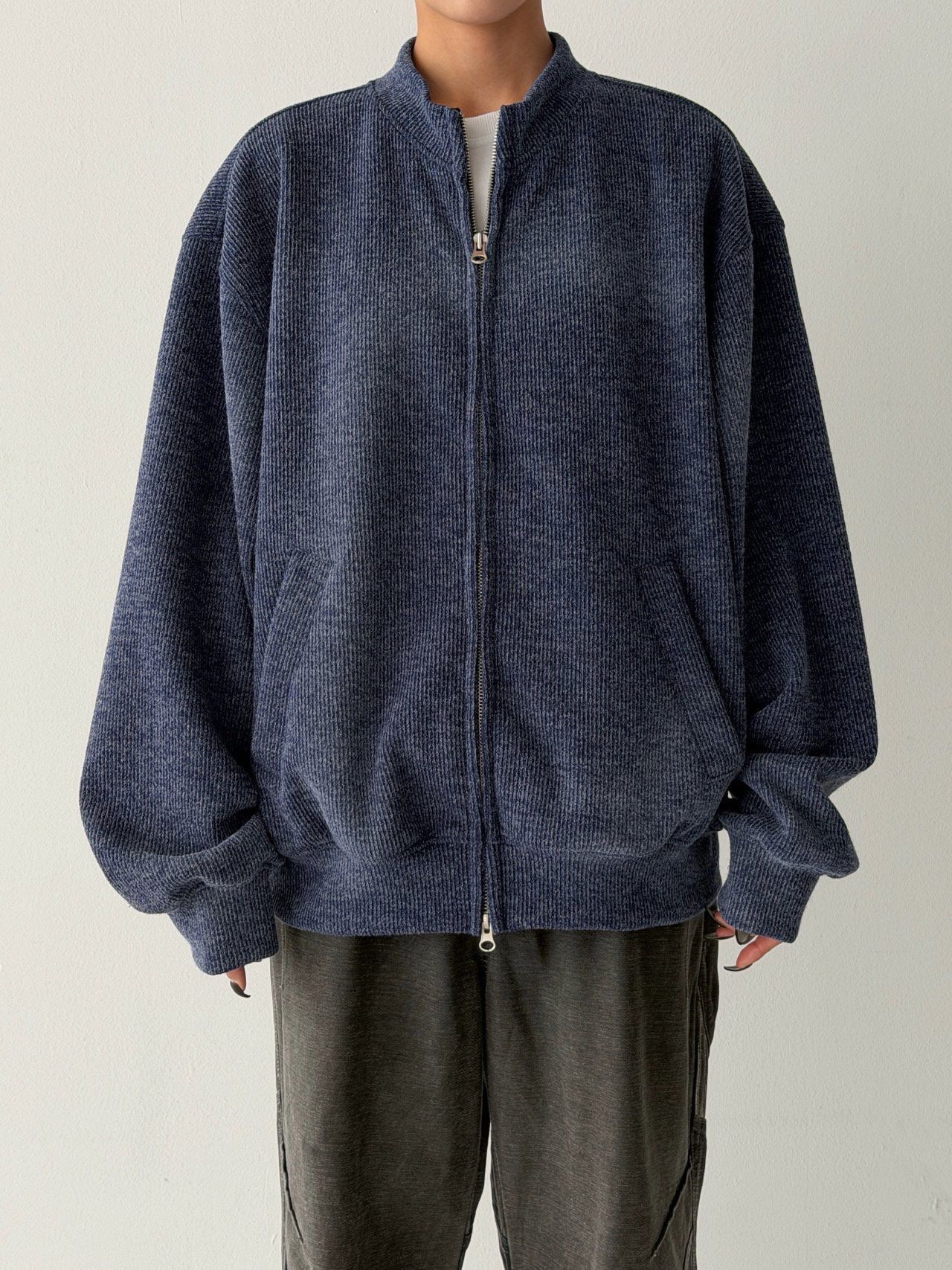 仿污針織開胸針織外套 Hashtag-071JK