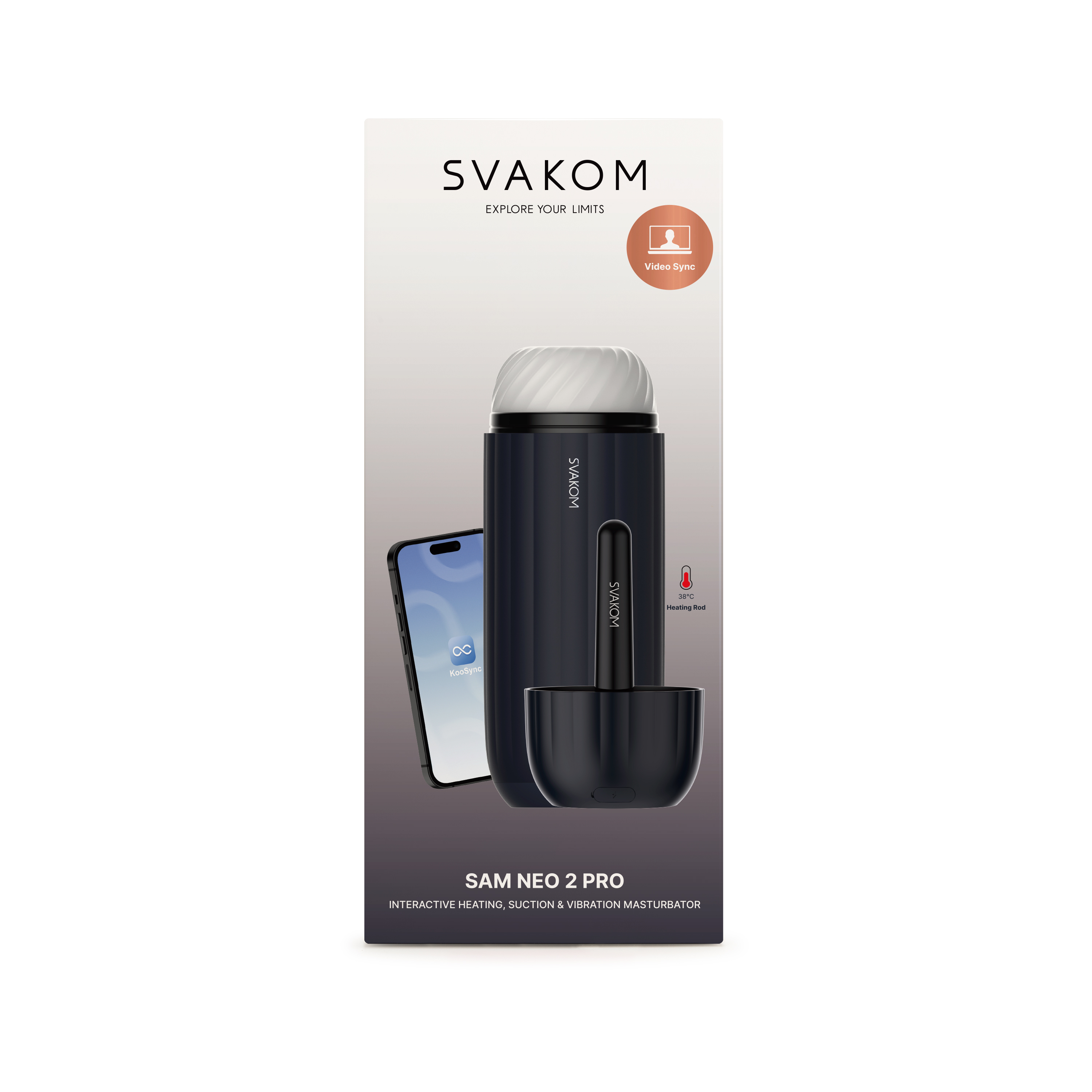 SVAKOM - Sam Neo 2 Pro 智能遠程 交互式可加熱電動飛機杯(吸啜&震動)