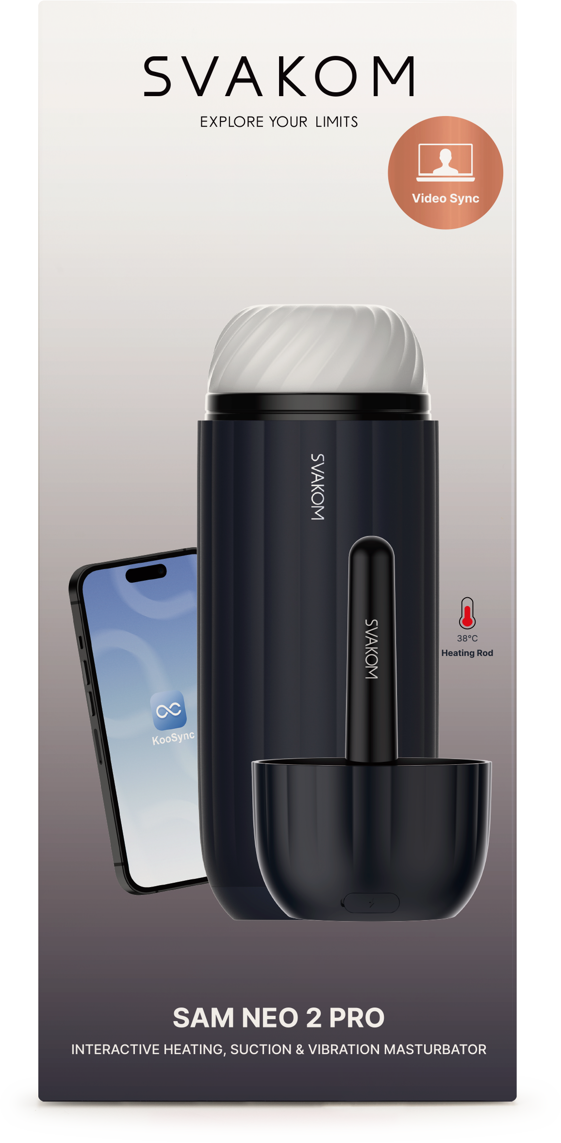 SVAKOM - Sam Neo 2 Pro 智能遠程 交互式可加熱電動飛機杯(吸啜&震動)