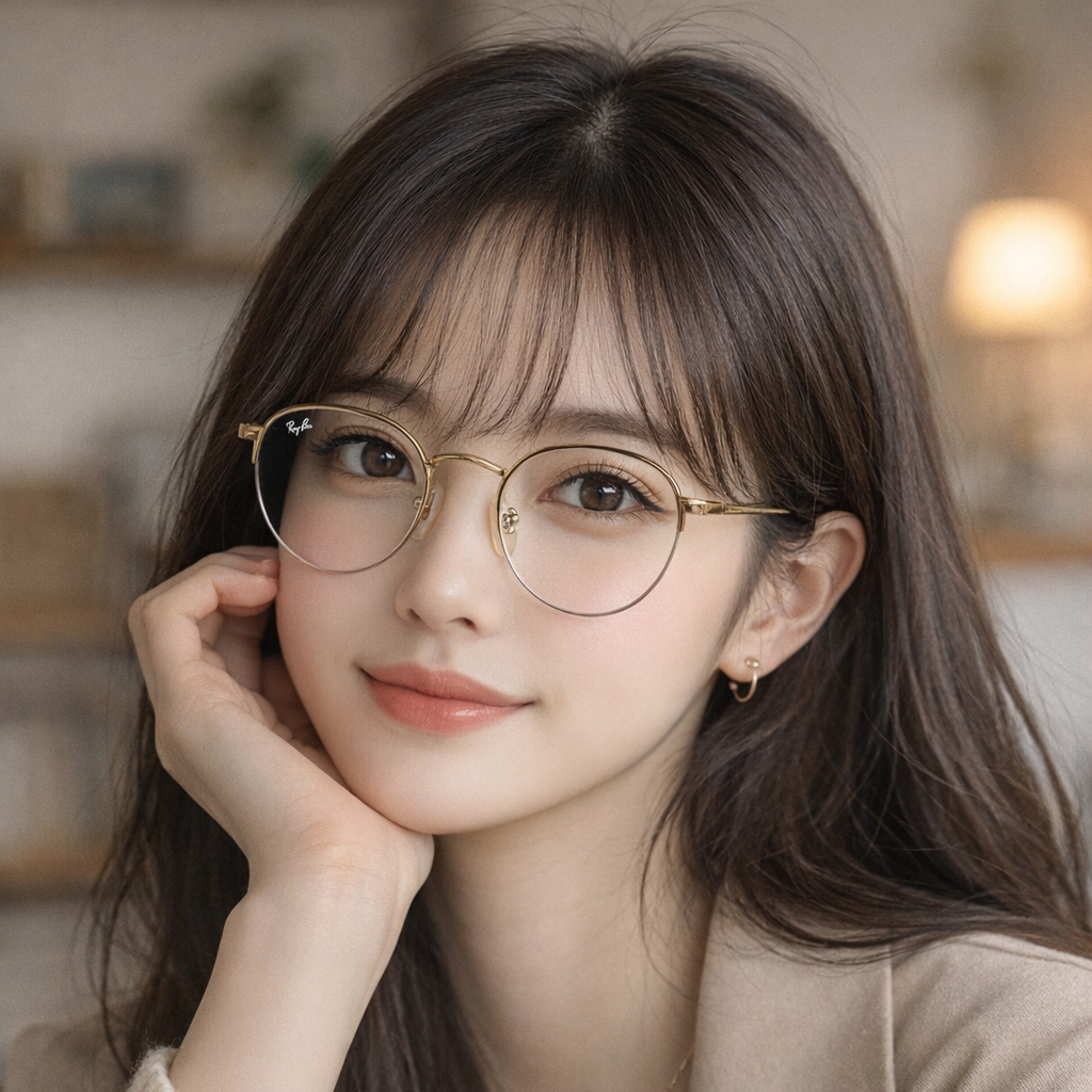 【RayBan】RB3947V 2500-53mm 半框圓形光學眼鏡♦(金)