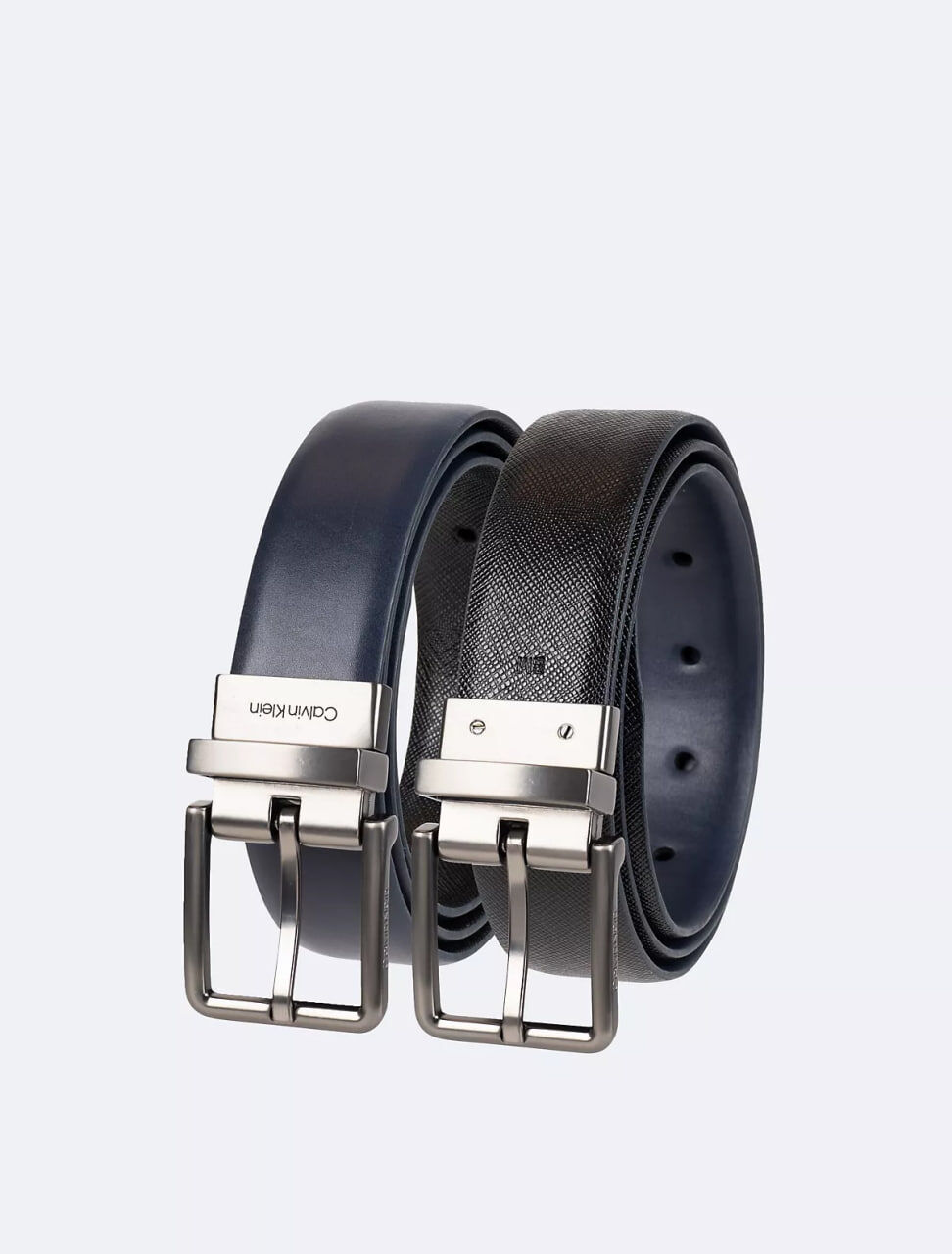 [S] CALVIN KLEIN NAVY SAFFIANO LEATHER REVERSIBLE BELT, RN129919-5047-842 (SCK848)