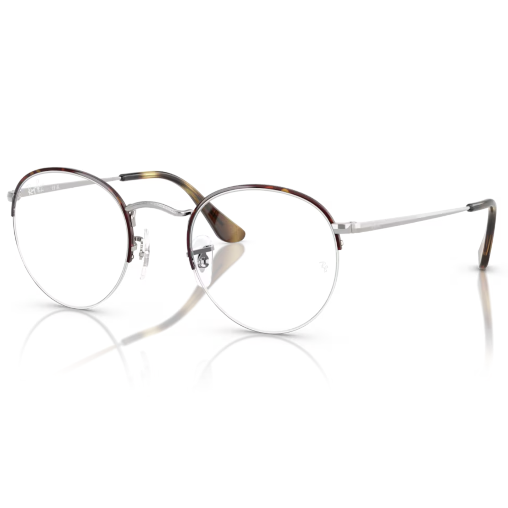 【RayBan】RB3947V 3178-53mm 半框圓形光學眼鏡♦(琥珀 銀)