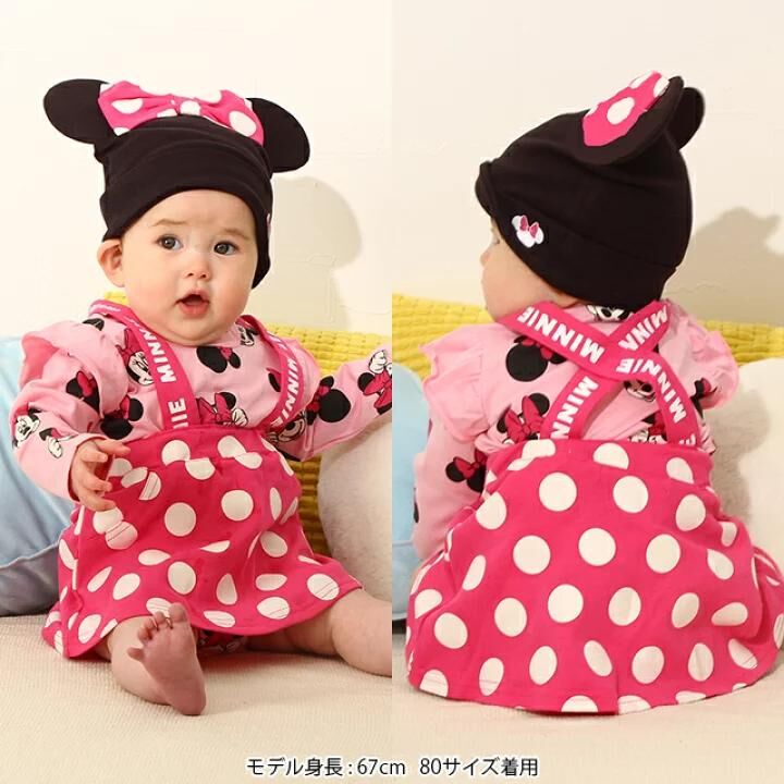 (現貨) 🇯🇵100%日本直送Disney Minnie Baby禮盒3pc Gift Set (帽+吊帶裙+長袖bodysuit)