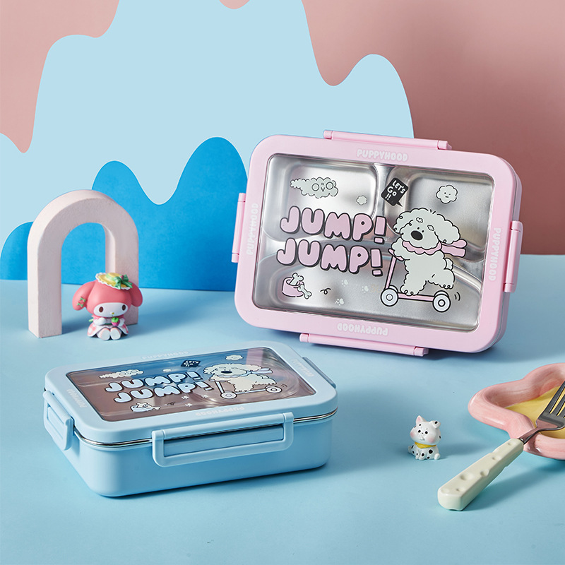 《6595》Jump!小狗帶湯碗不銹鋼便當盒