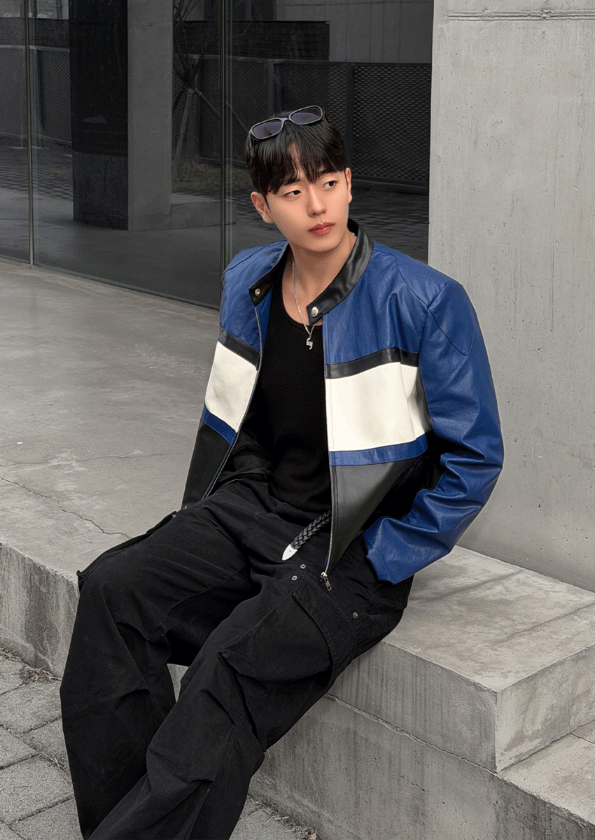 Leica 賽車皮革短款夾克