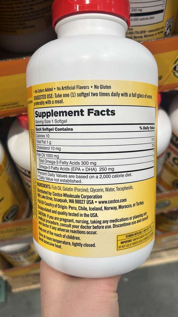 VV034 美國COSTCO Kirkland 魚油1000MG 400軟膠囊 EXP:06.2028