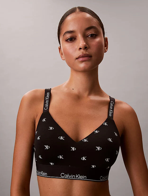 [S] CALVIN KLEIN BLACK ICON COTTON MODAL LIGHTLY LINE BRALET, QF8504-002 (SCK830)