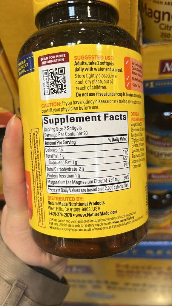 VV040 美國COSTCO NatureMade 鎂 250MG 180粒軟膠囊 EXP: 10.2027