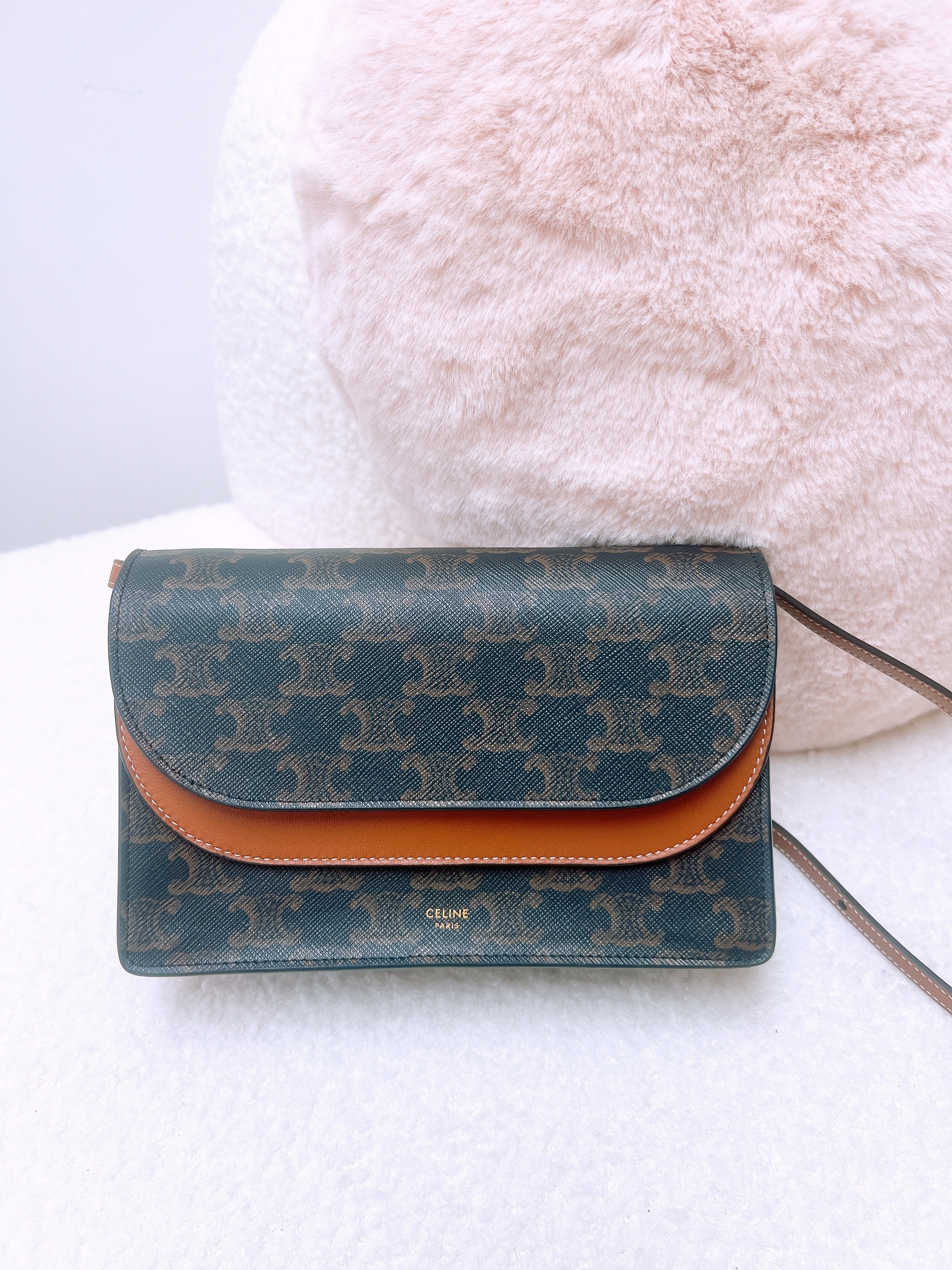 Celine wallet on strap (brown monogram)