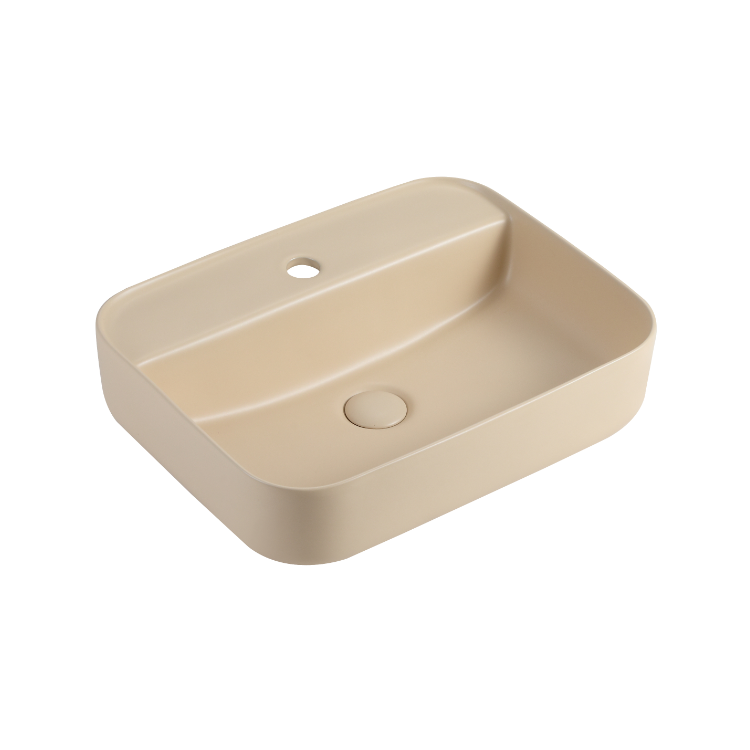 Vizio Rectangular Countertop Basin with mixer hole (Matt Khaki)(VZ100301MK)