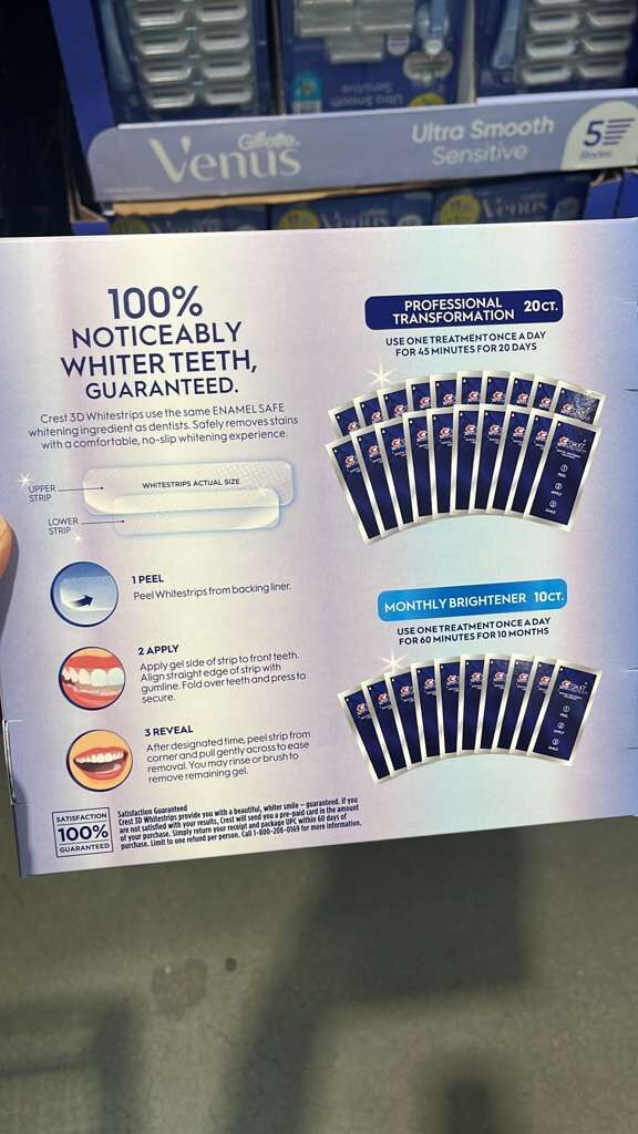 VV013 美國COSTCO Crest 3D美白牙貼套裝(日用20套+月用10套) EXP: 2027.08