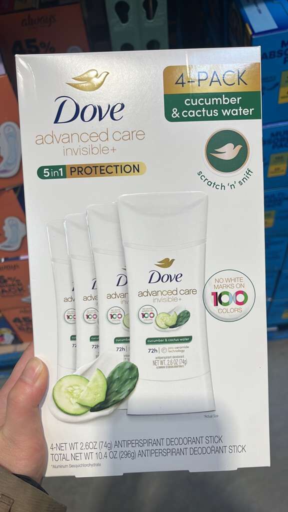 VV011 美國COSTCO Dove止汗淨味劑 74gX4支 EXP: 10.2027