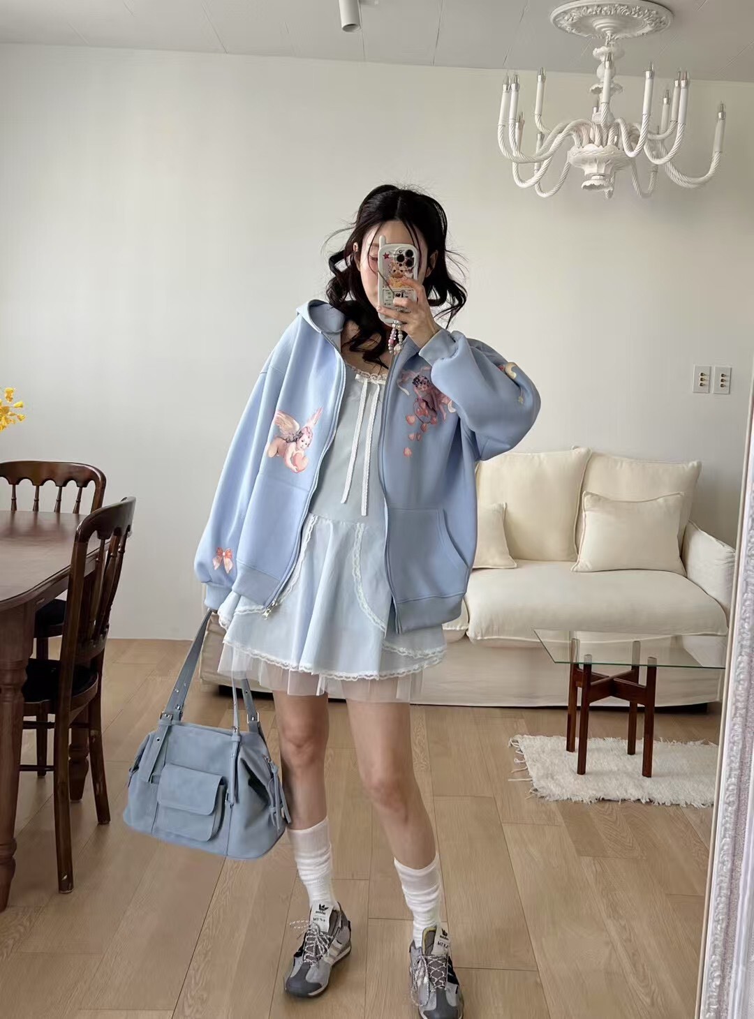 天使圖連帽棉外套