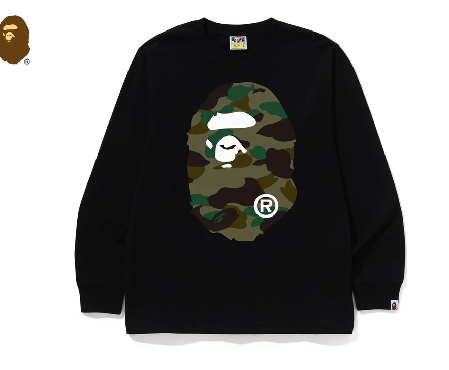 【BAPE男生】0228 發售 正反猿人頭1ST CAMO BIG APE HEAD LS TEE